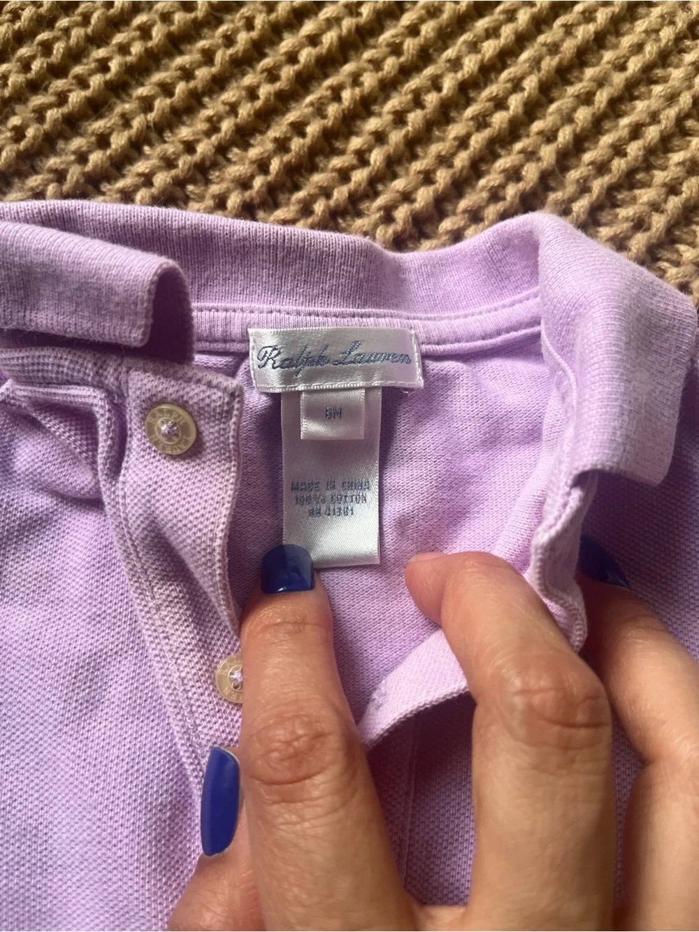 Ralph Lauren Lavender Ruffle Hem Polo Dress Top